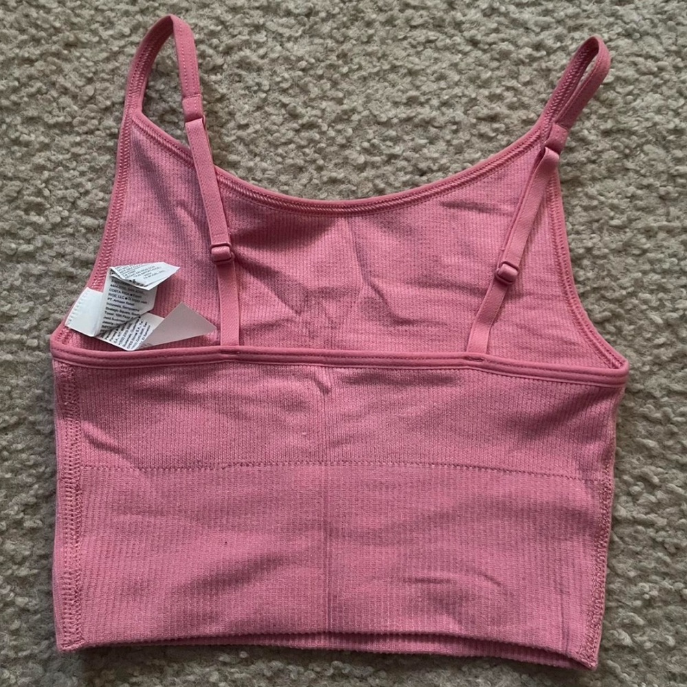Pink Ribbed Crop Top - Picture 2 of 3